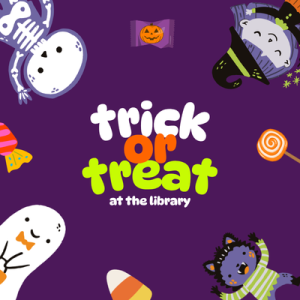 purple and orange illustrative trick or treat celebration instagram post (400 x 400 px)