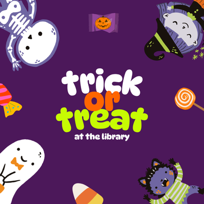 purple and orange illustrative trick or treat celebration instagram post (400 x 400 px)